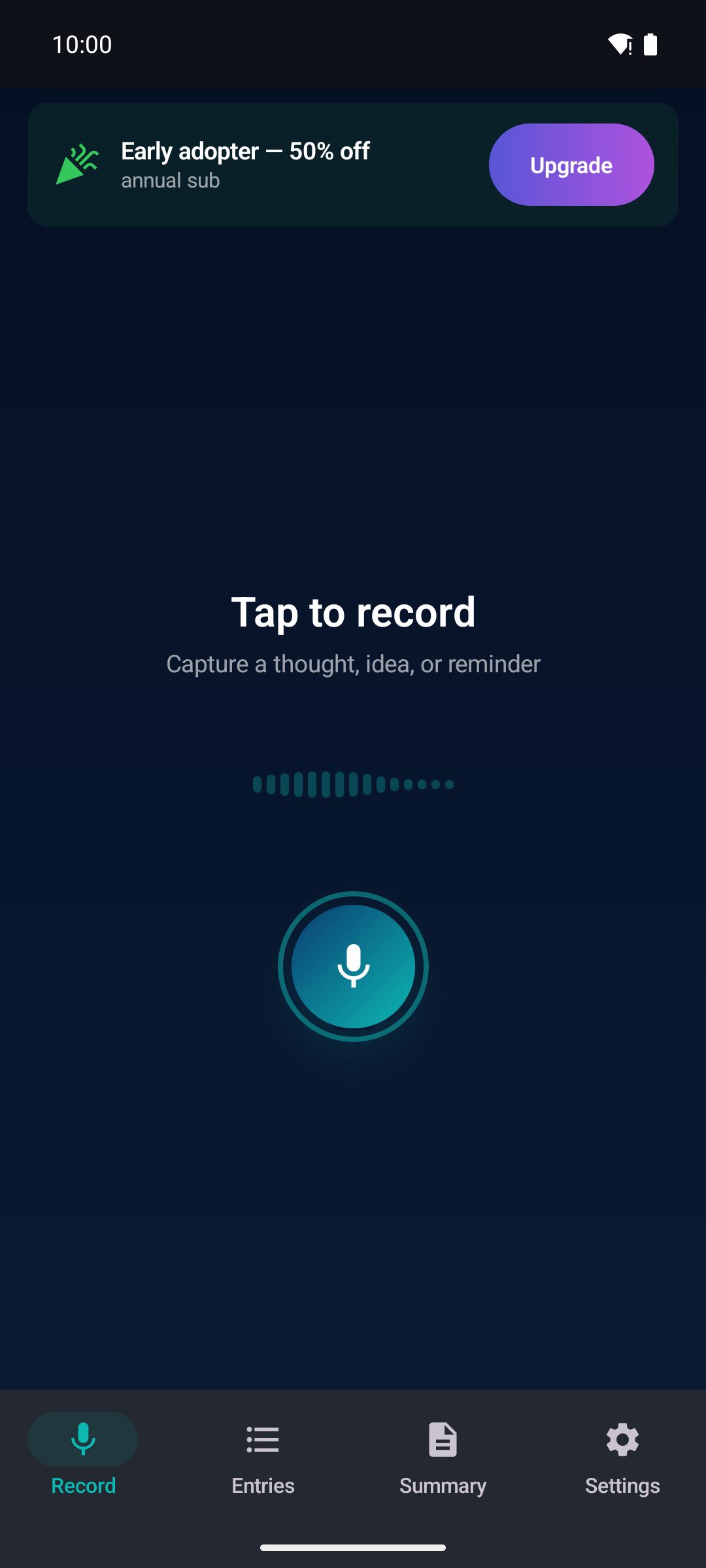 MindVoice record screen on Android